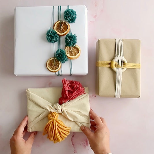 How to Wrap Gifts with Scrap Yarn - 3 Free Tutorials