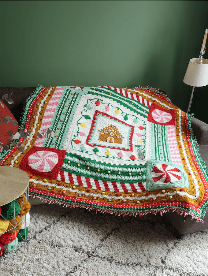 Gingerbread Blanket Yarn Pack, Free Pattern & Video