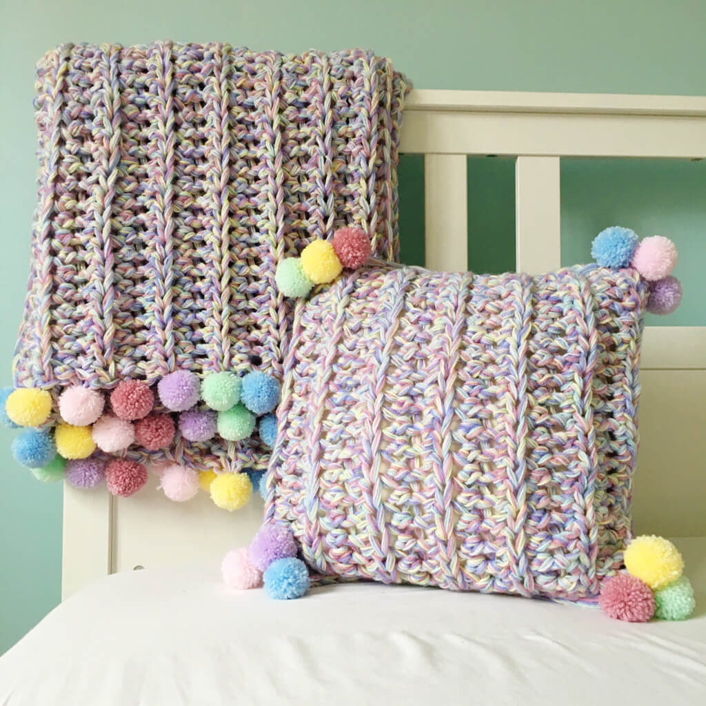 Crochet Rainbow Blanket and Cushion Crochet Pattern